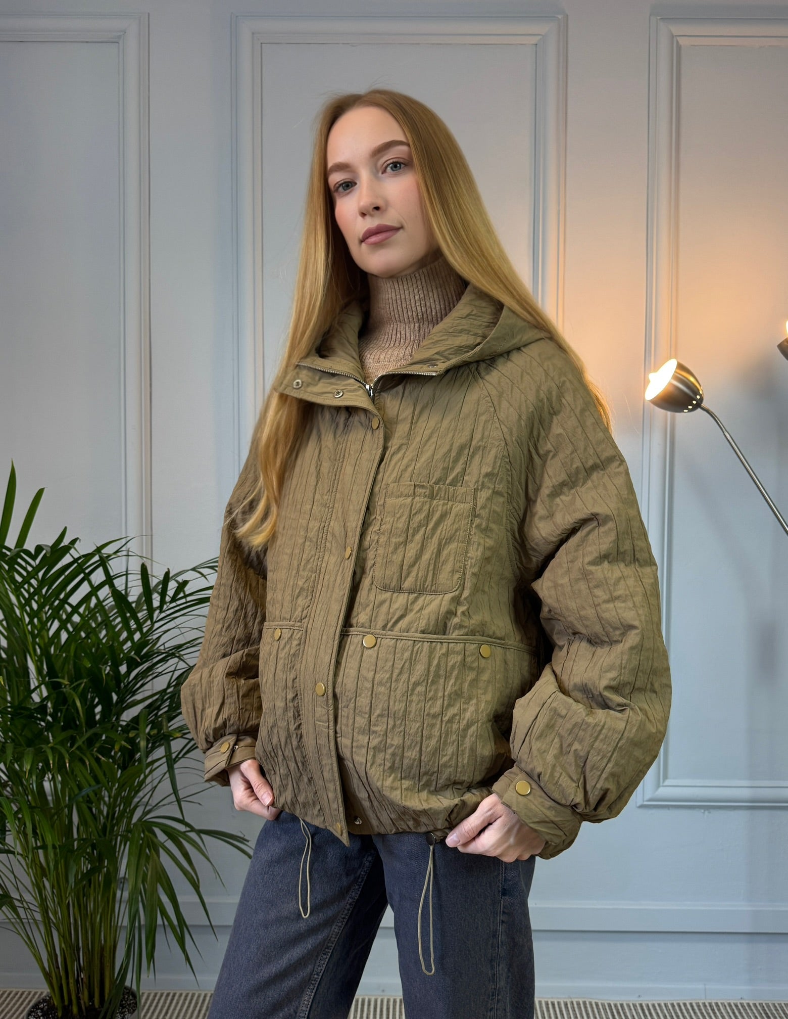 Pikowana kurtka w kolorze khaki