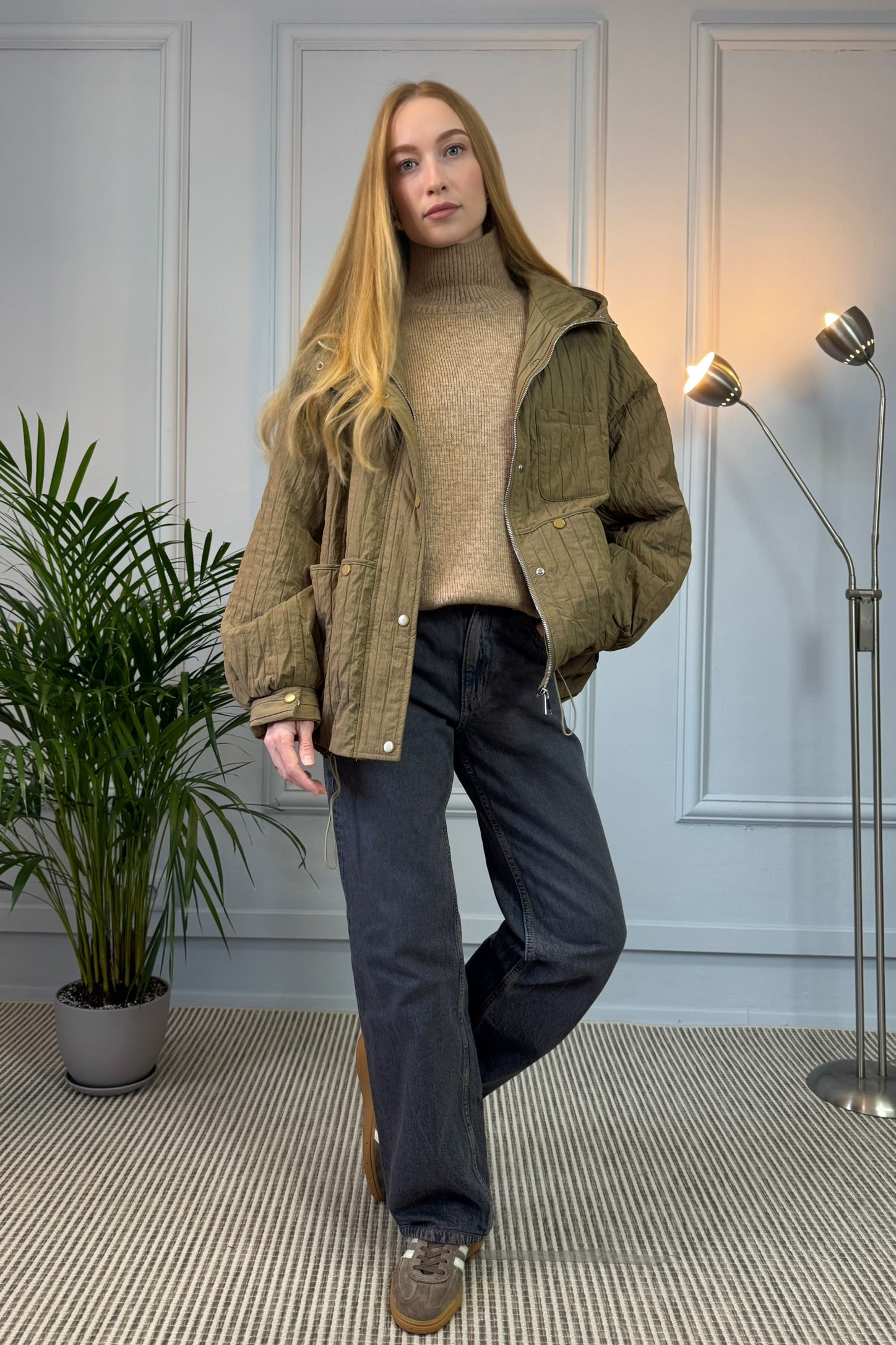 Pikowana kurtka w kolorze khaki