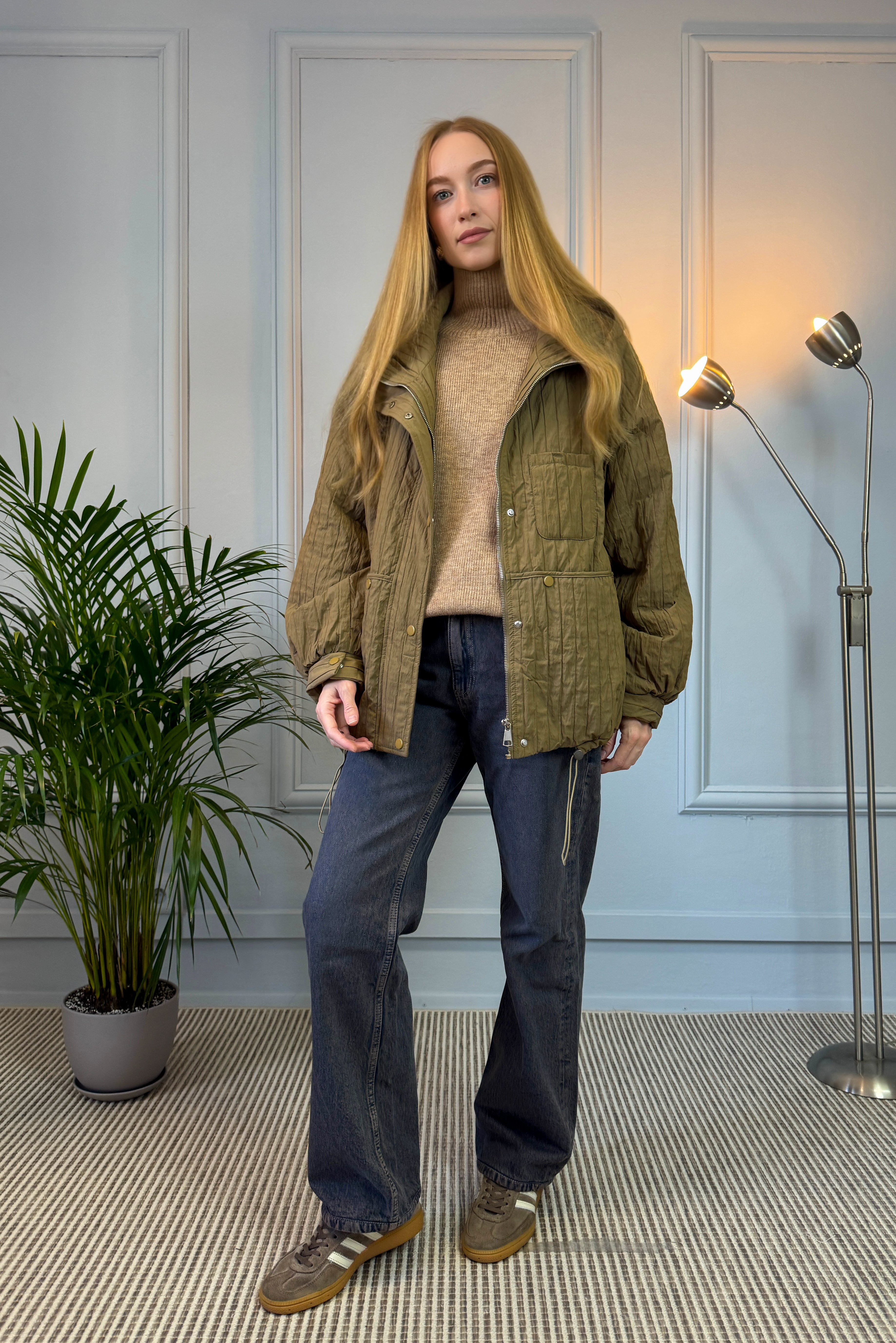 Pikowana kurtka w kolorze khaki