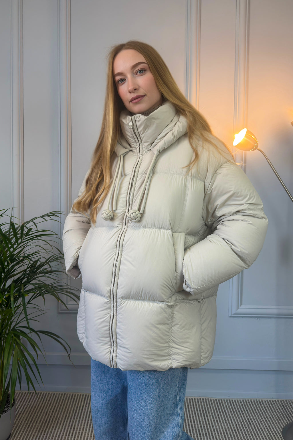 Pikowana kurtka zimowa w kolorze ecru