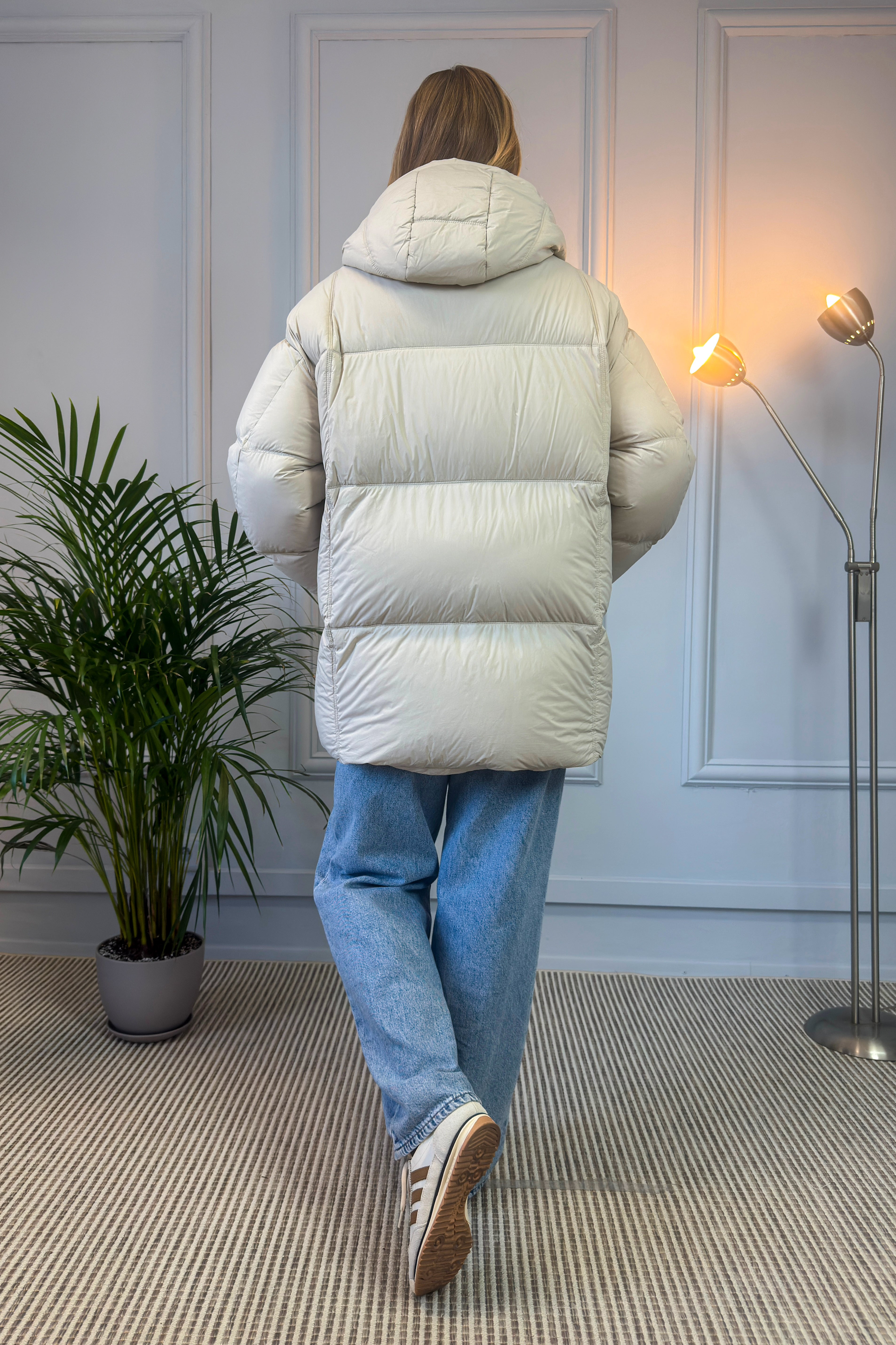 Pikowana kurtka zimowa w kolorze ecru