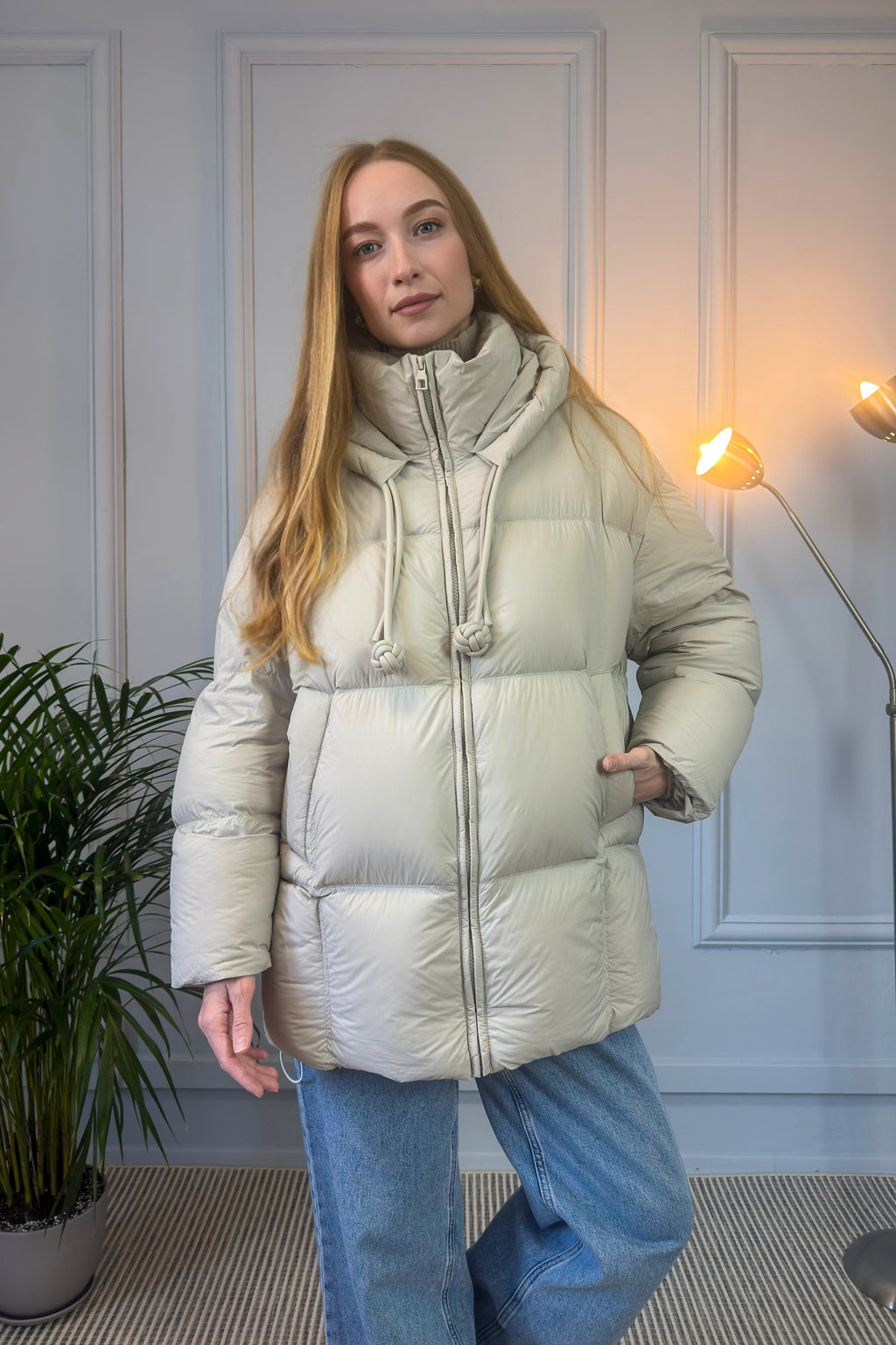 Pikowana kurtka zimowa w kolorze ecru