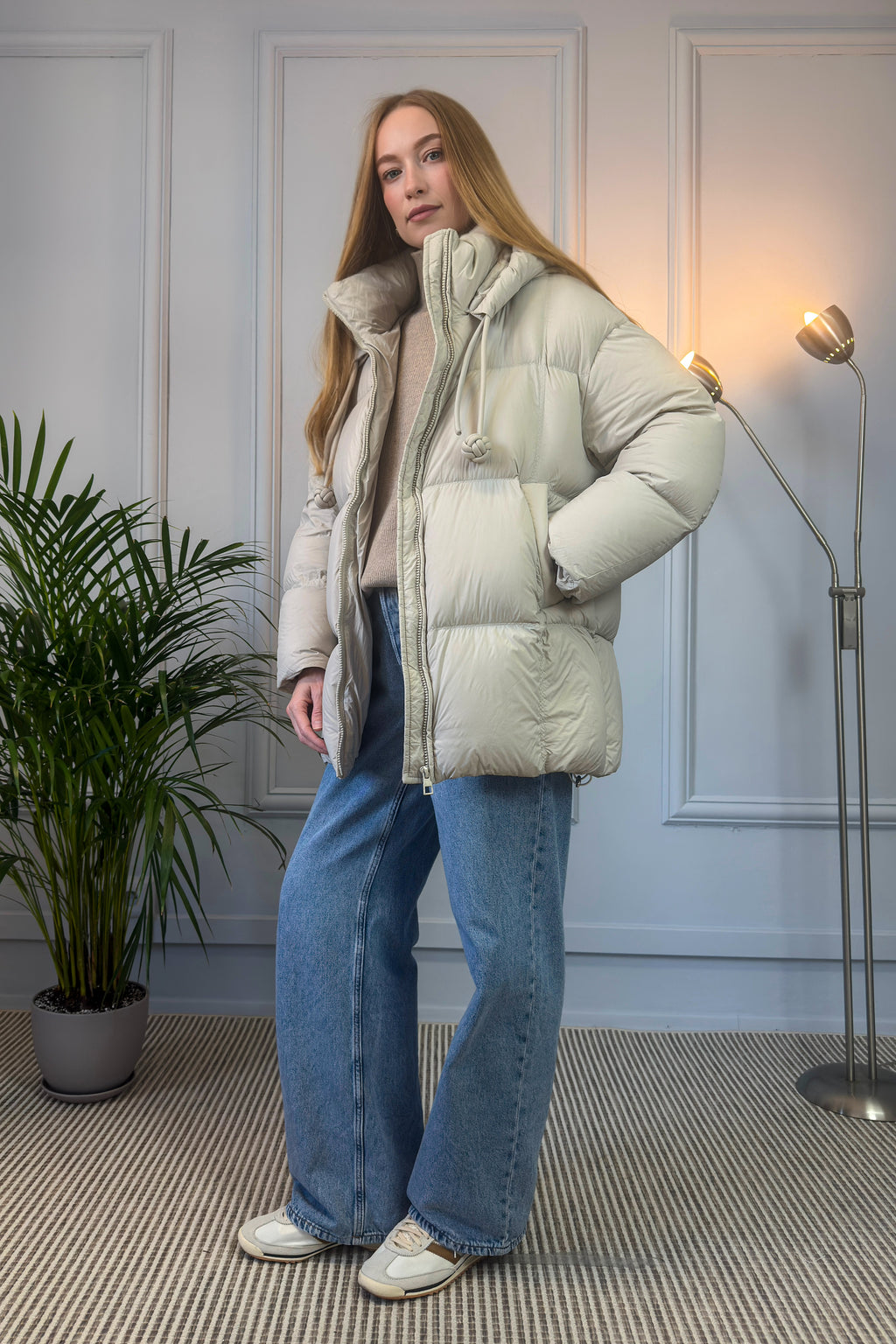 Pikowana kurtka zimowa w kolorze ecru