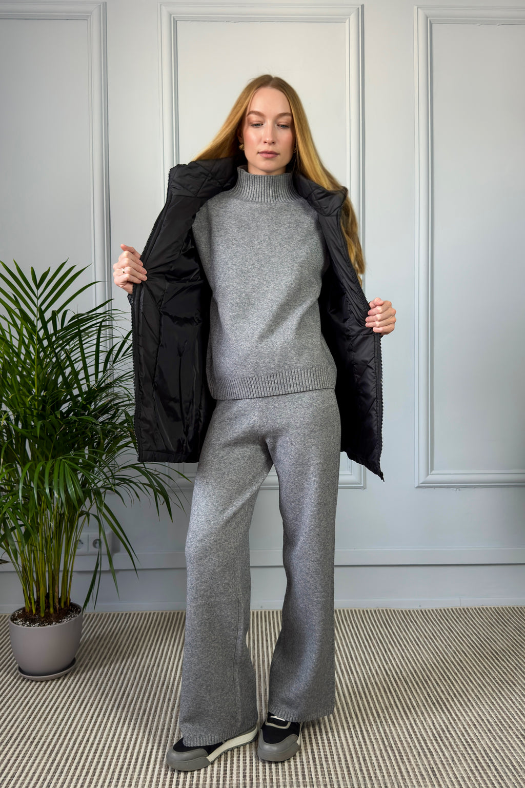 Pikowana kurtka z kapturem – czarna