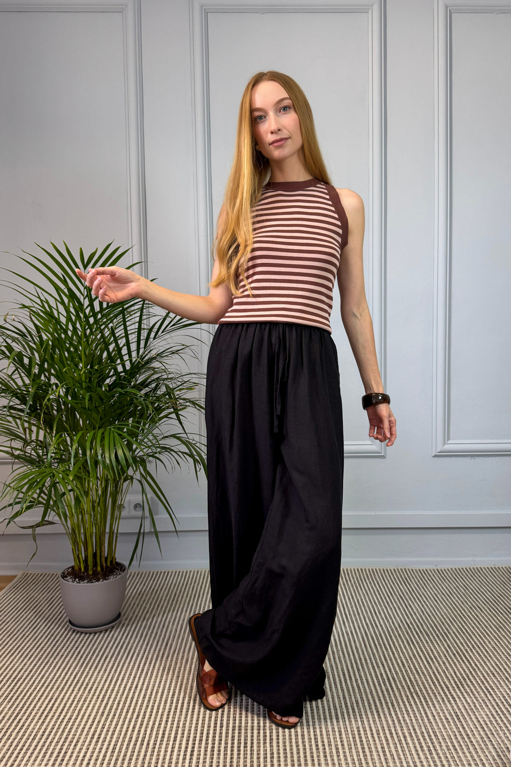 Wiosenny, elegancki top prążkowany