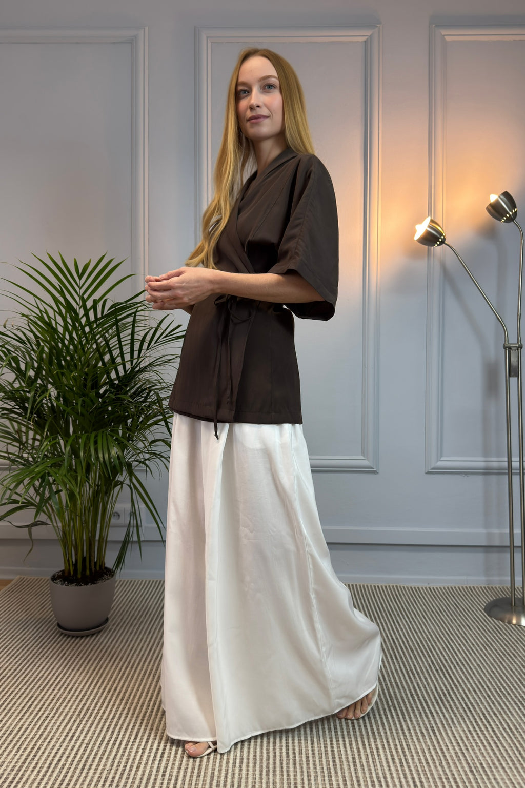 Brązowa bluzka kopertowa