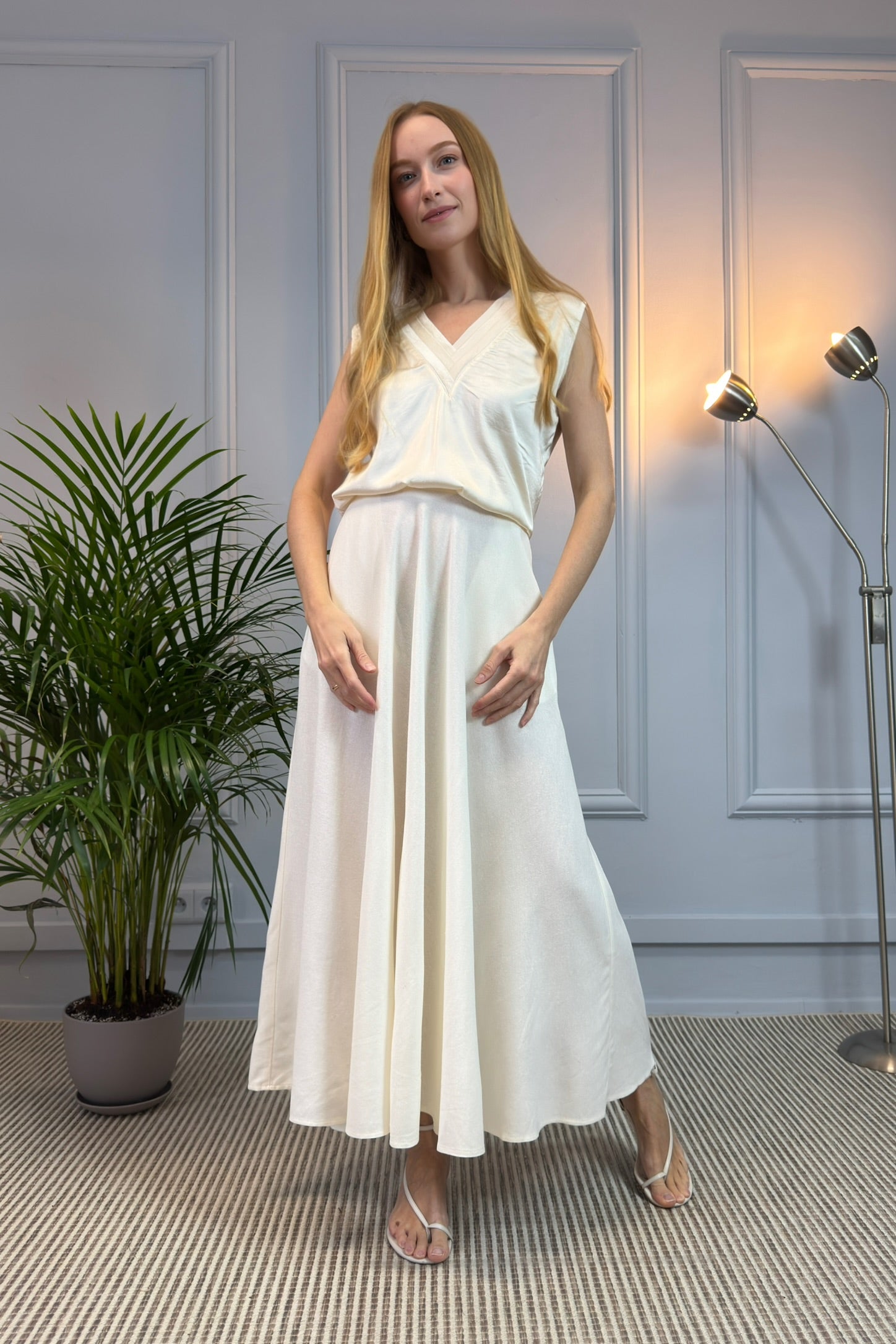 Lniana Spódnica Maxi