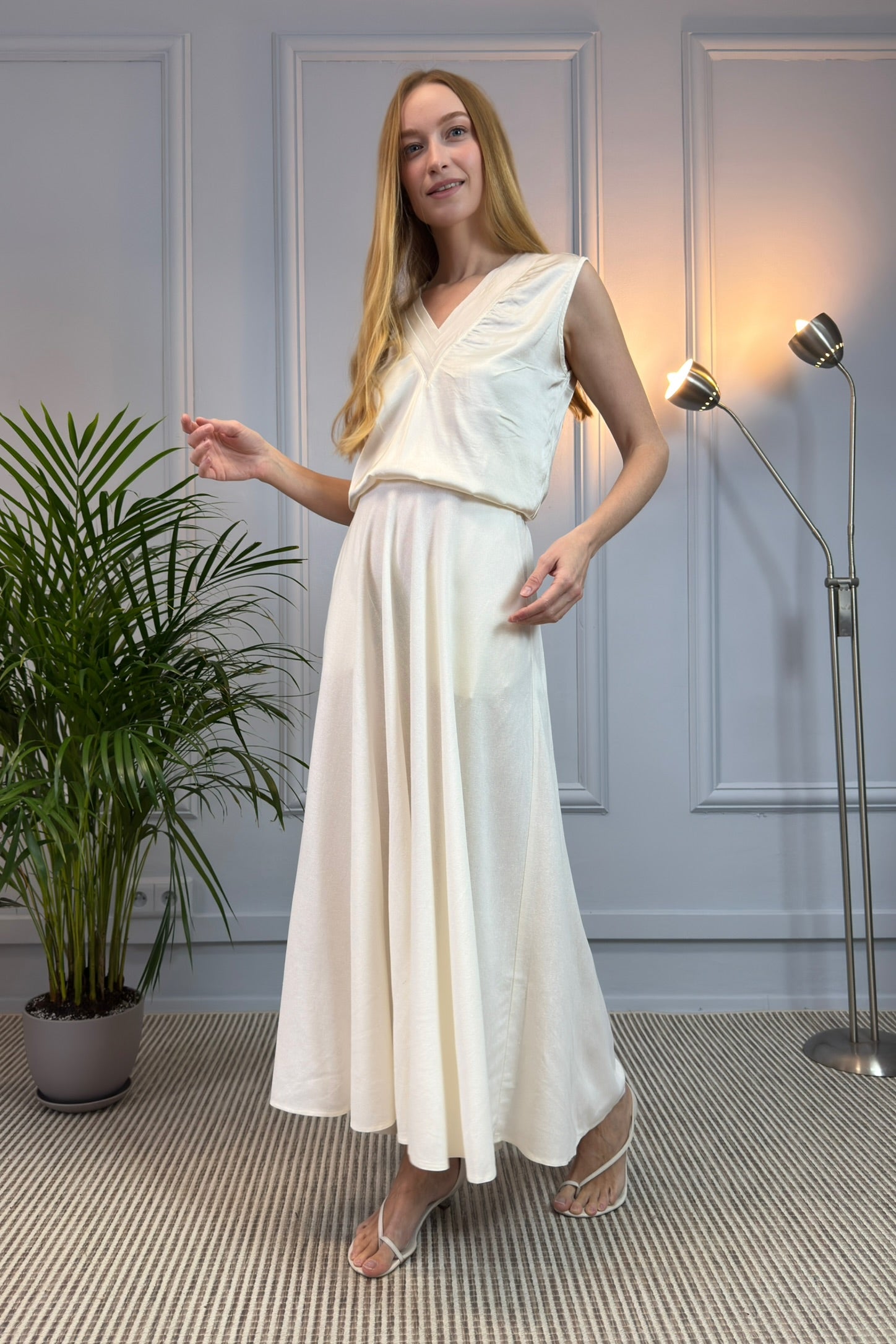 Lniana Spódnica Maxi