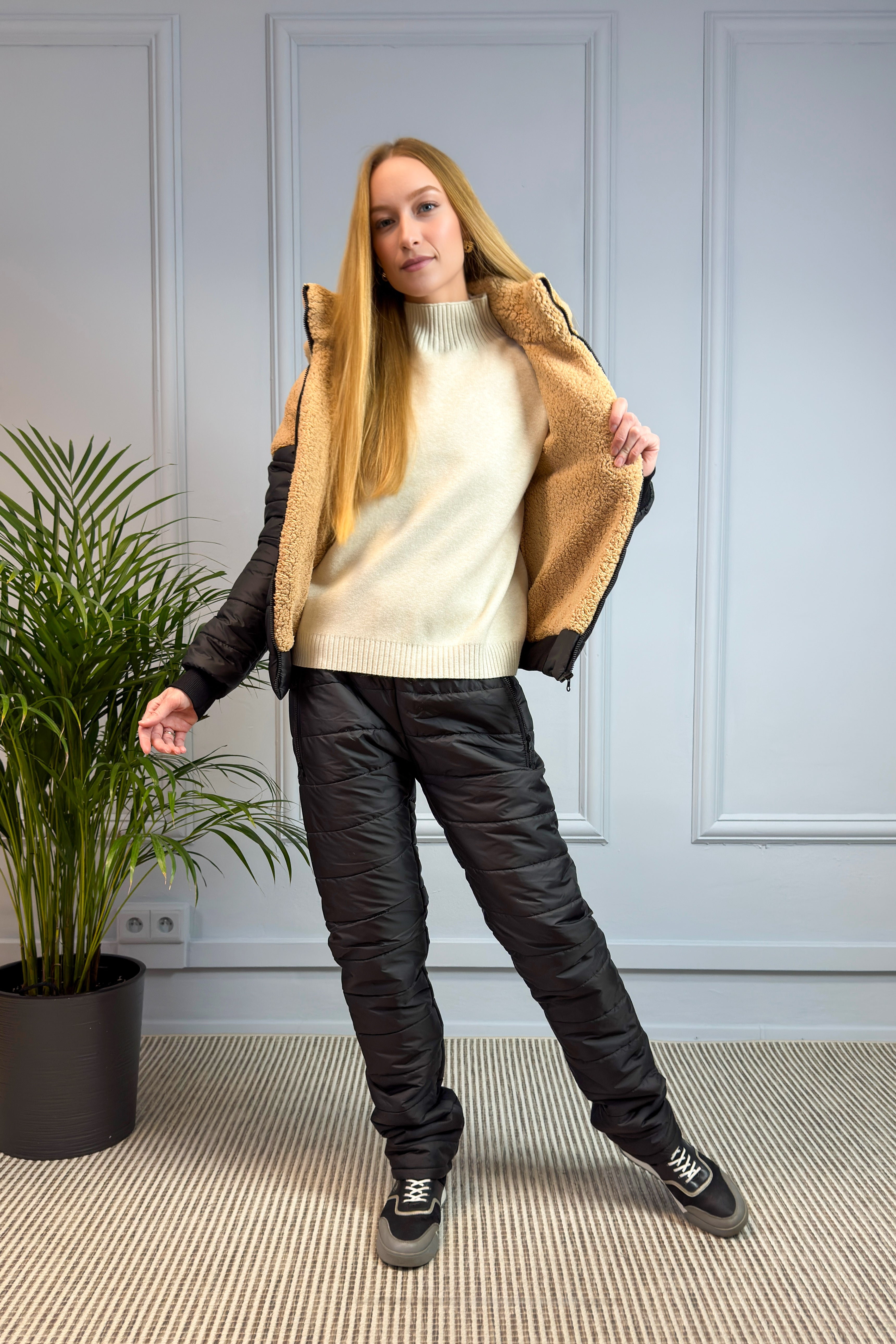 Ocieplany komplet z misiem czarny