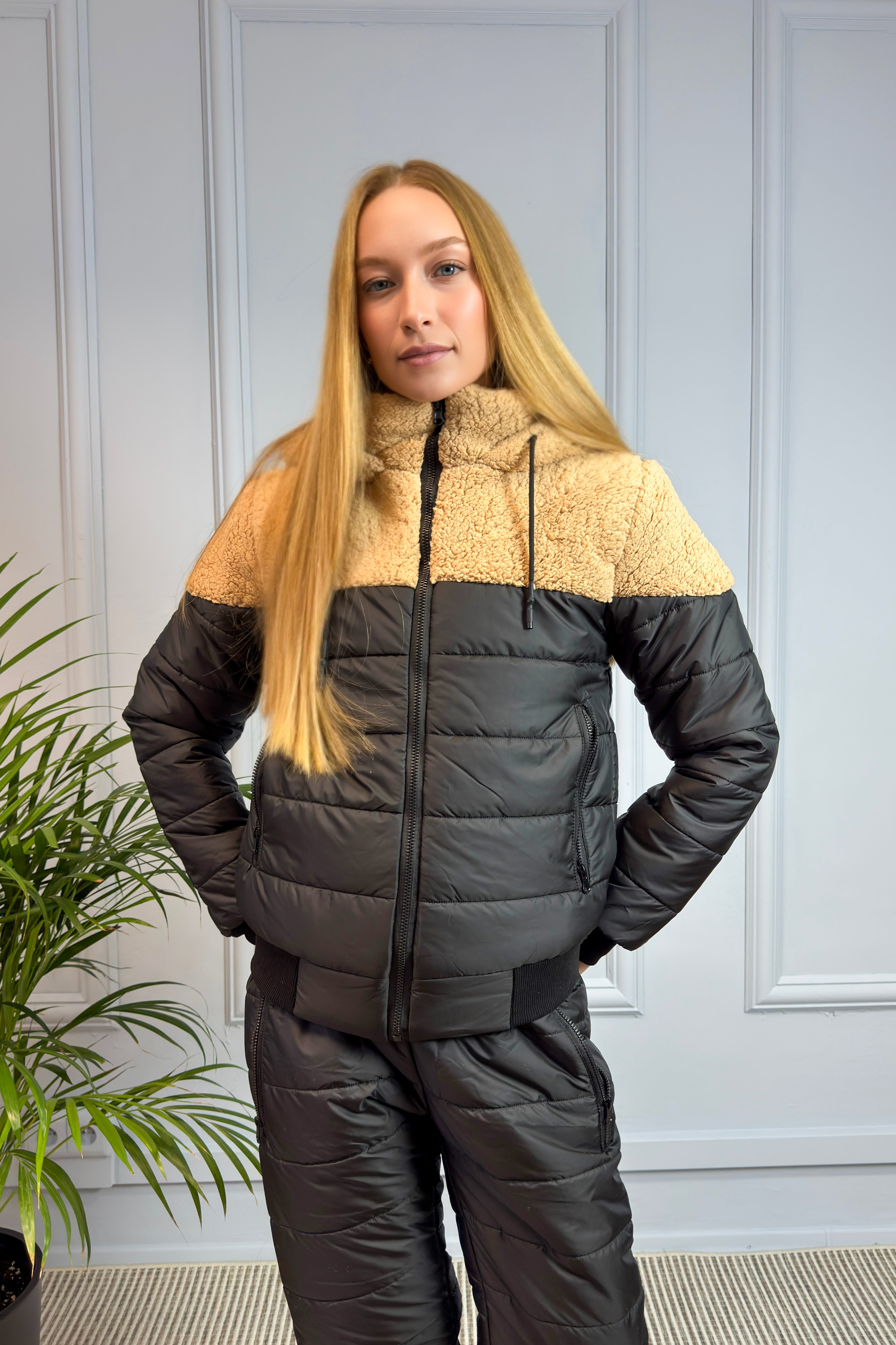 Ocieplany komplet z misiem czarny