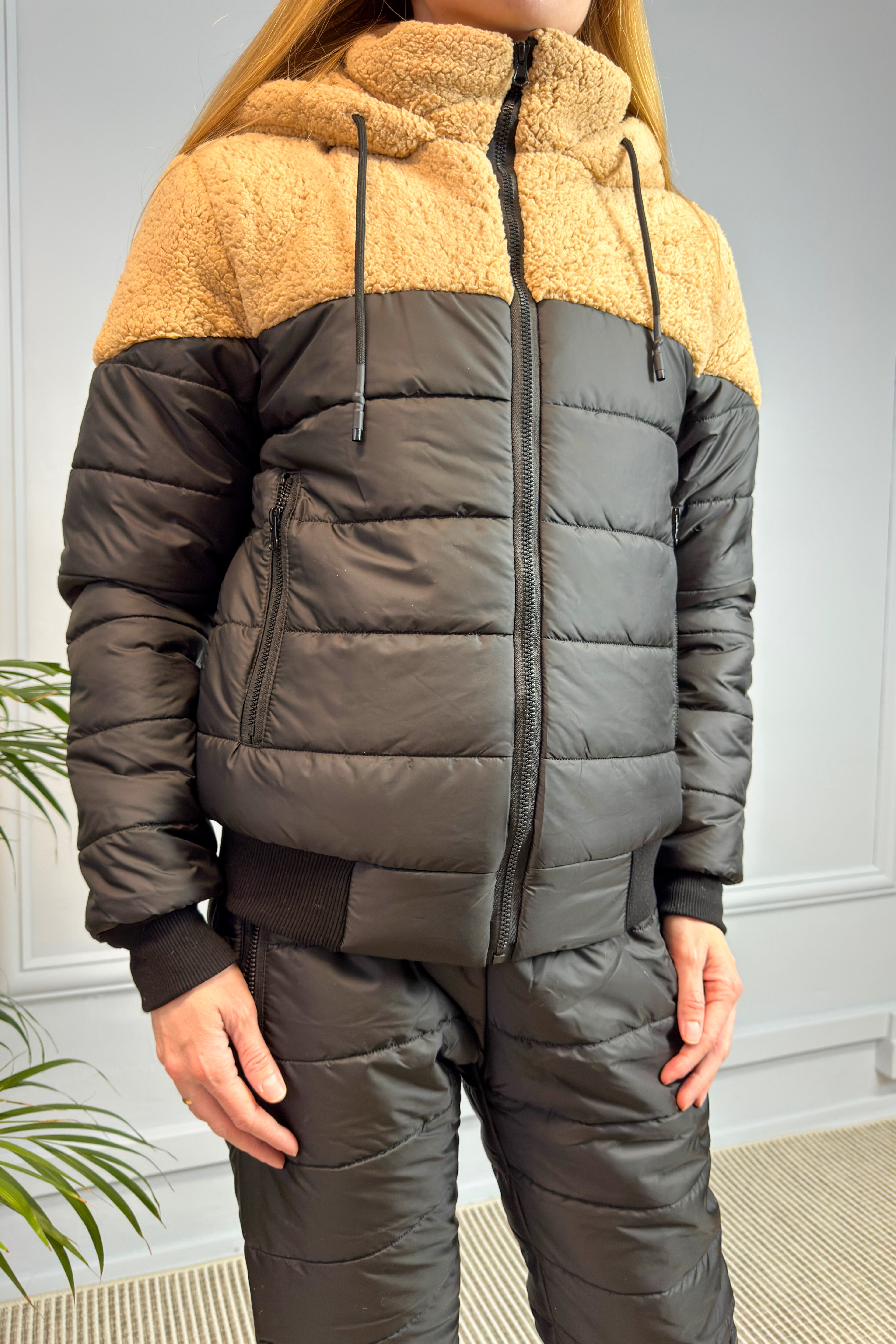 Ocieplany komplet z misiem czarny