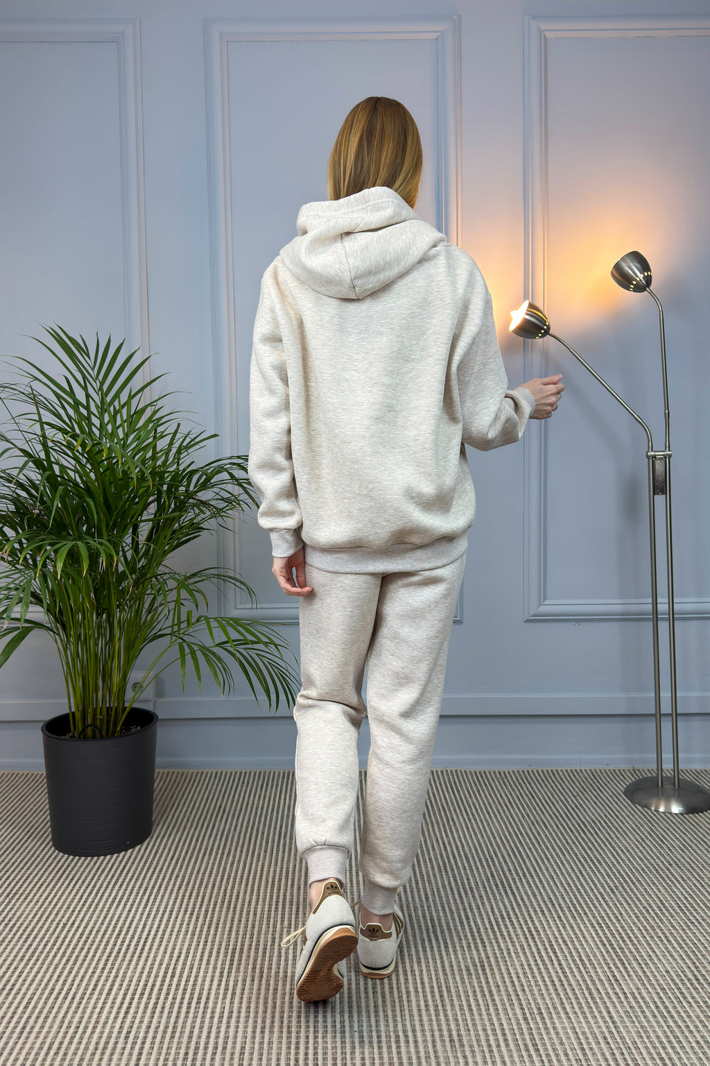 Komplet dresowy z haftem „SIMPLY” – beżowy melanż