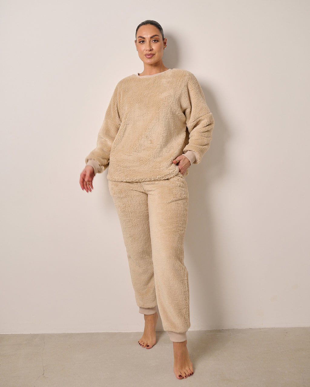 Pluszowy komplet teddy: bluza + spodnie