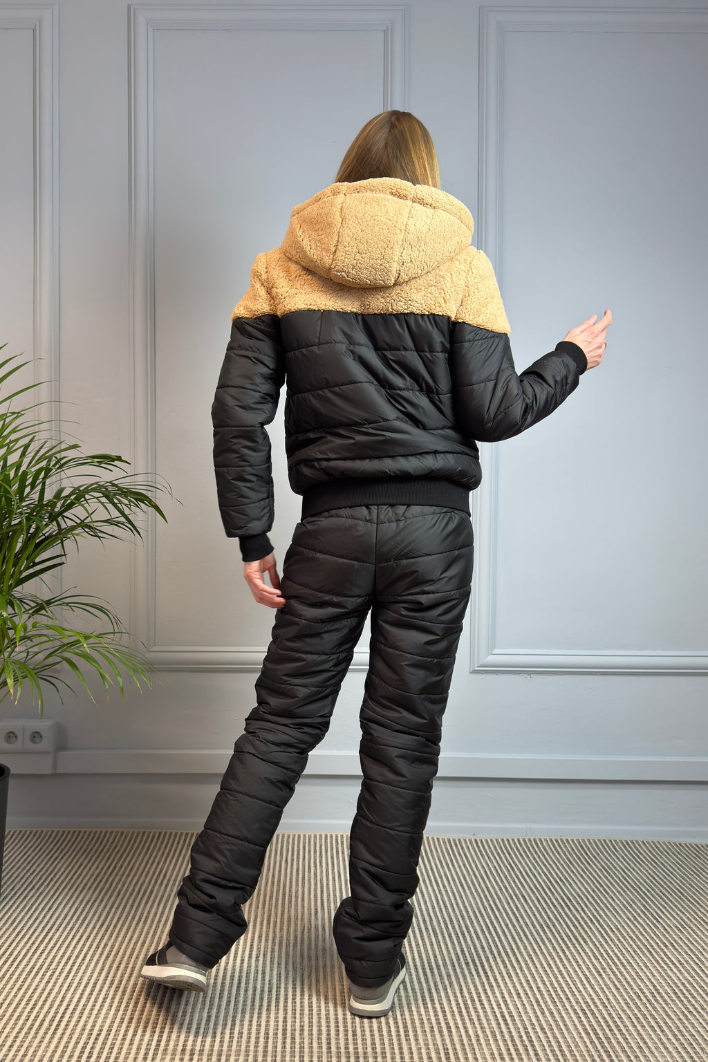 Ocieplany komplet z misiem czarny