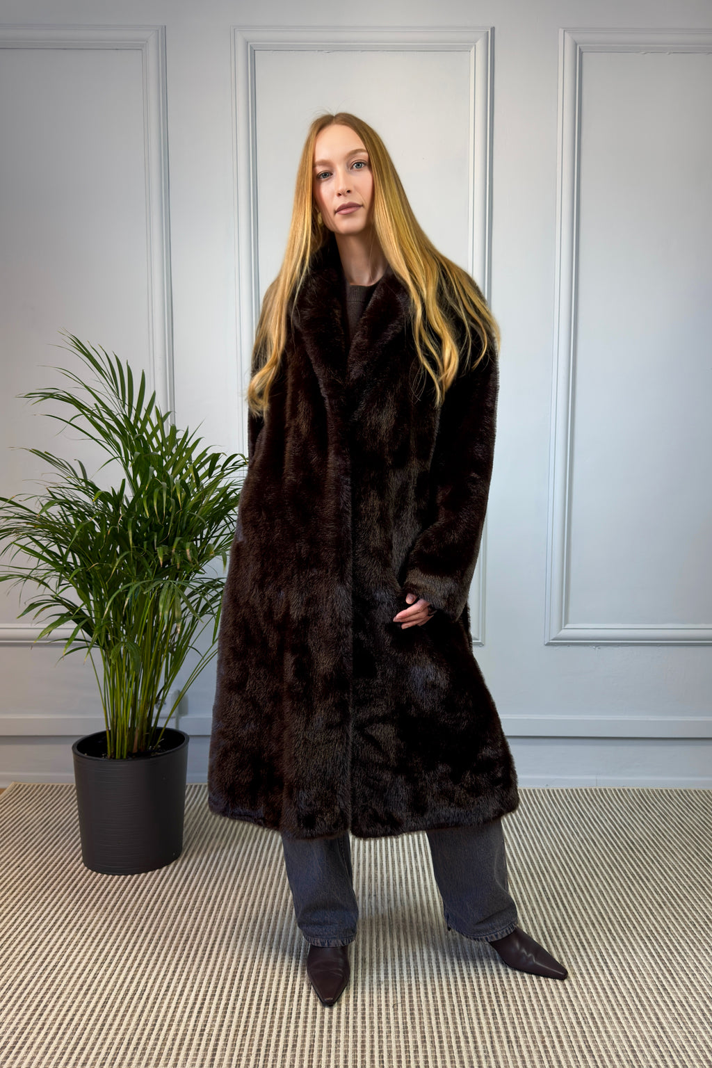 Klasyczne futro sztuczne czekoladowe