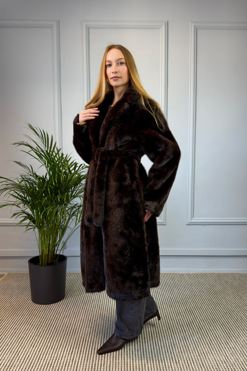 Klasyczne futro sztuczne czekoladowe